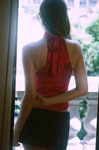 The Solis Top in Red Silk