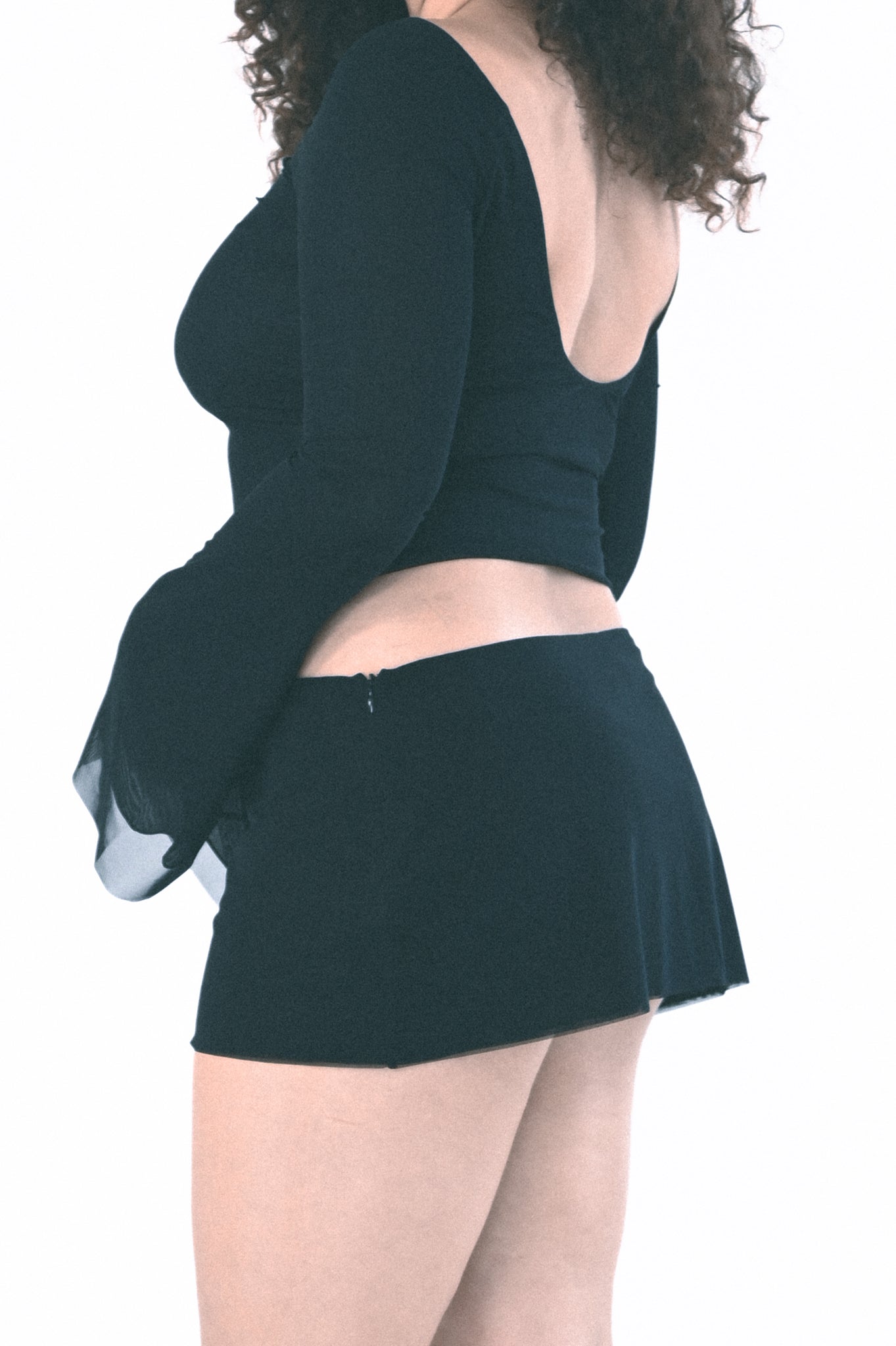 The Jane Micro Mini Skirt in Black Mesh