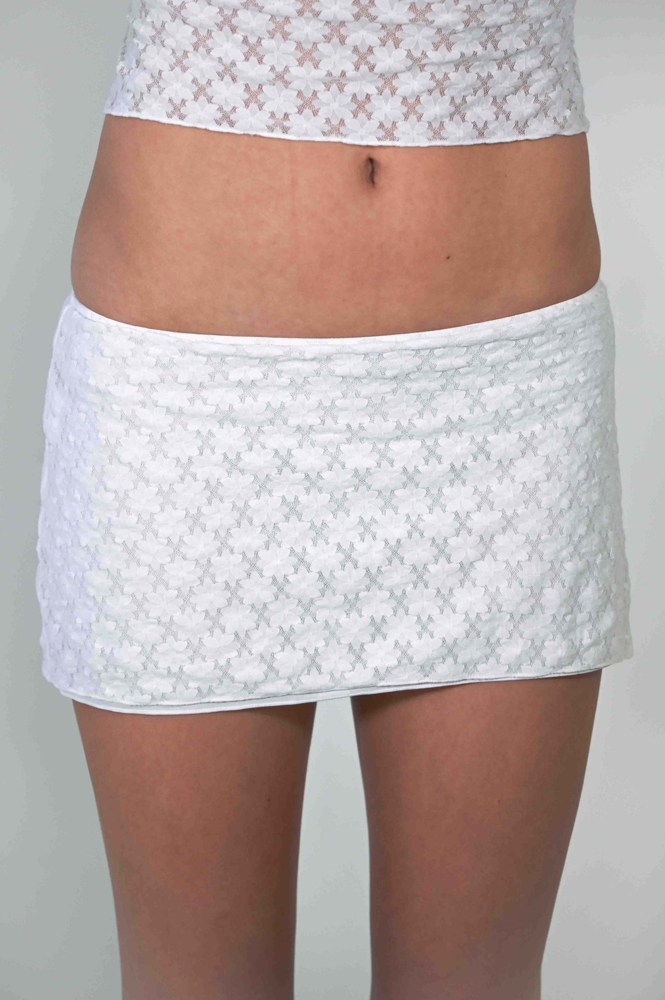 The Jane Micro Mini Skirt in White Lace